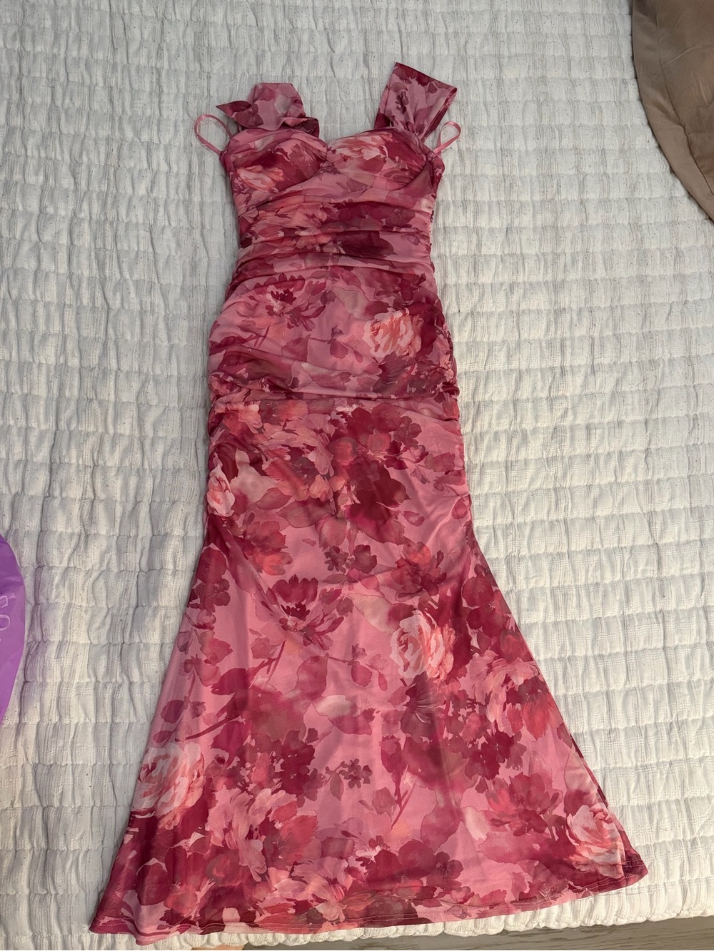 Windsor Rose-Pink Floral Chiffon Maxi Dress